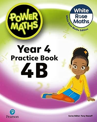 Power Maths 4B practice book cover with a young girl illustrated.