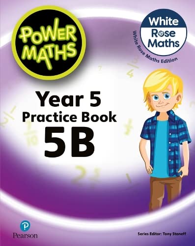 Power Maths Year 5 Practice Book 5B cover with a child illustration.