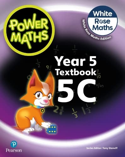 Power Maths Year 5 Textbook 5C cover with cartoon fox and equations.