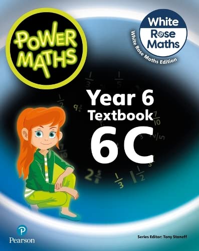 Power Maths Year 6 Textbook 6C cover with a girl illustration and math fractions.