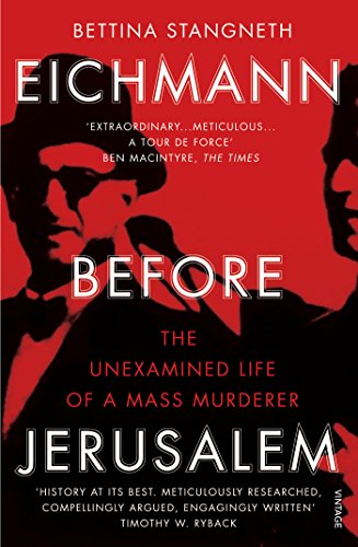 Book cover for Eichmann before Jerusalem featuring a high-contrast black and red portrait.