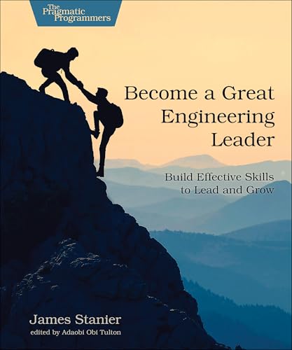 Book cover: silhouette of two climbers, title “Become a Great Engineering Leader”.