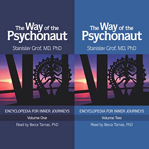 Two book covers for The Way of the Psychonaut by Stanislav Grof, featuring silhouettes.