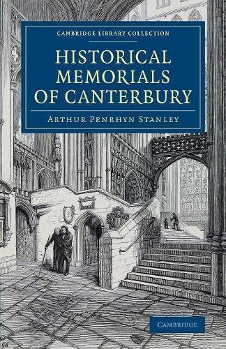 Book cover: “Historical Memorials of Canterbury” with a cathedral illustration.