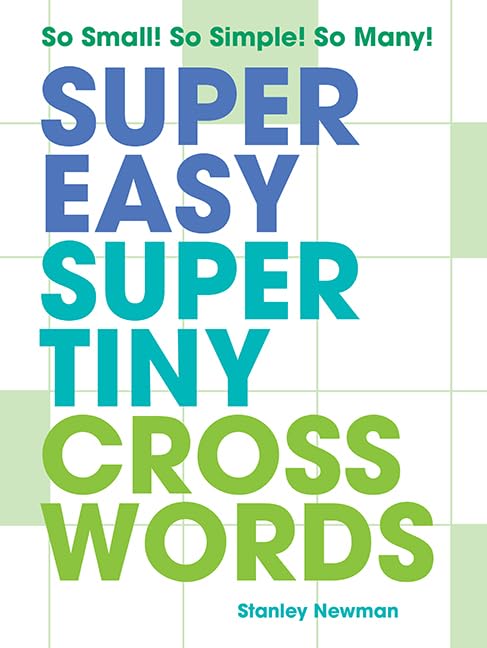 Book cover: "Super Easy Super Tiny Crosswords" with colorful text.