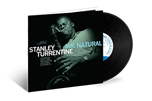 Vinyl record of Stanley Turrentine’s “Mr. Natural” album with portrait.