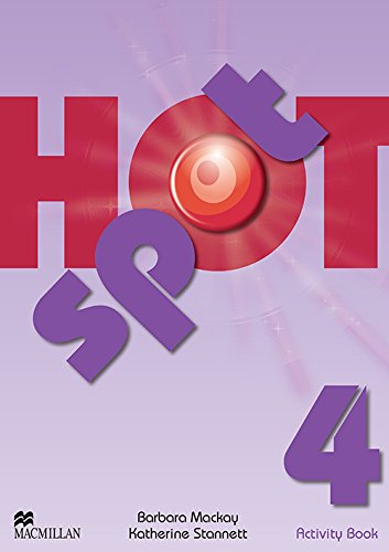 Hot Spot 4" activity book cover with red and purple text, and a red circle.