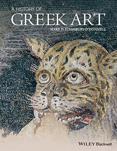 Book cover: "A History of Greek Art" featuring a mosaic leopard head.