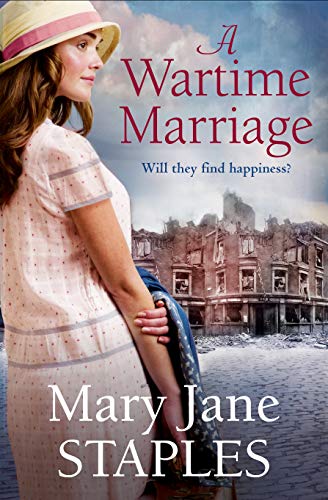 Book cover featuring a woman in vintage clothing with a war-torn cityscape.
