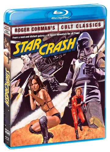 Blu-ray cover for the 1978 science fiction film "Star Crash" with characters and spaceships.