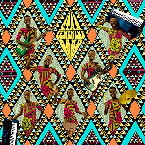 Album cover featuring six women with instruments against a patterned background.