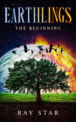 Book cover: Earthlings, featuring a tree, birds, and a planetary scene.