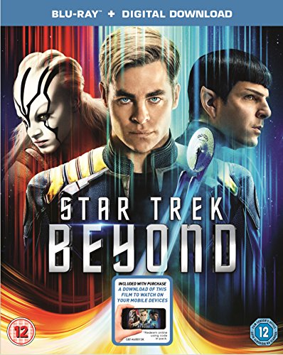 "Blu-ray case for 'Star Trek Beyond' with three characters on the cover."