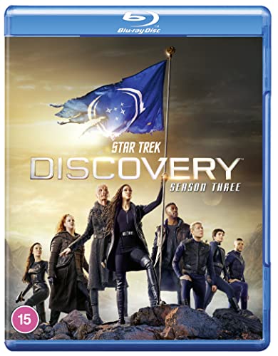 Blu-ray cover for Star Trek Discovery Season Three with cast image.