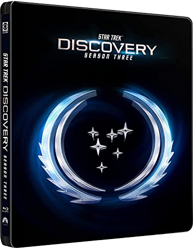Black Blu-ray case for Star Trek: Discovery Season Three with silver insignia.