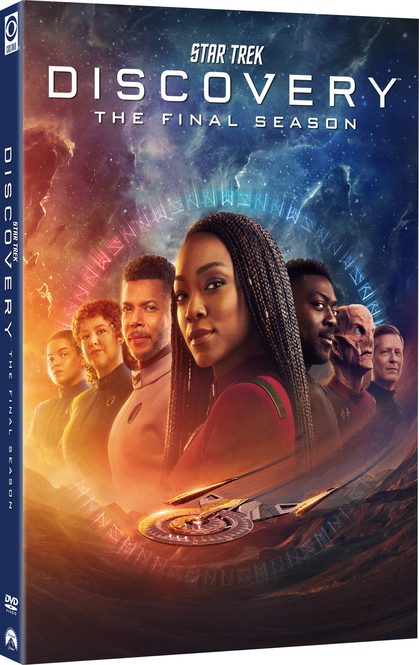 DVD cover for Star Trek: Discovery Season Five featuring the main cast.