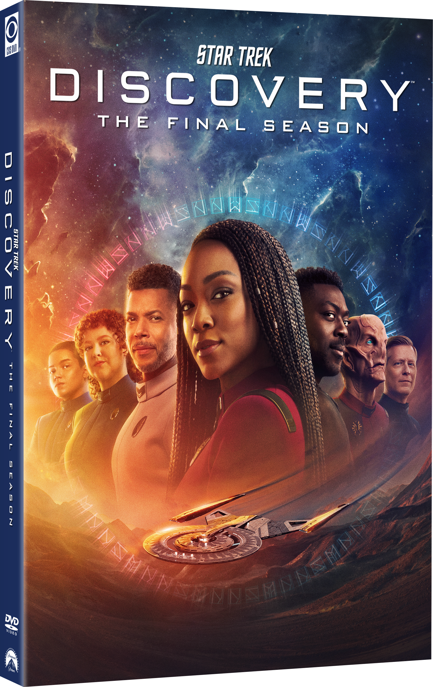 DVD cover for Star Trek: Discovery Season Five featuring the main cast.