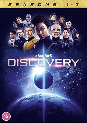 DVD cover for Star Trek Discovery Seasons 1-3 featuring the cast.