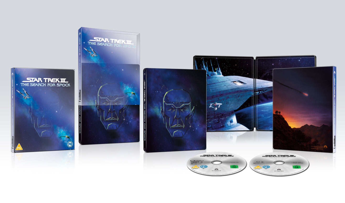 Steelbook Blu-ray set for "Star Trek III: The Search for Spock" with discs.