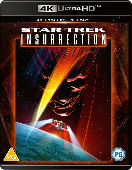 Star Trek: Insurrection" Blu-ray cover with Picard and a starship in space.