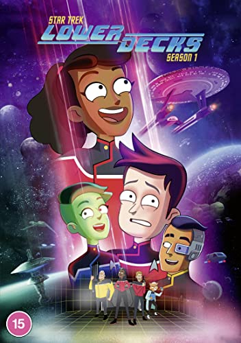 Star Trek Lower Decks Season 1 DVD cover with cartoon characters.