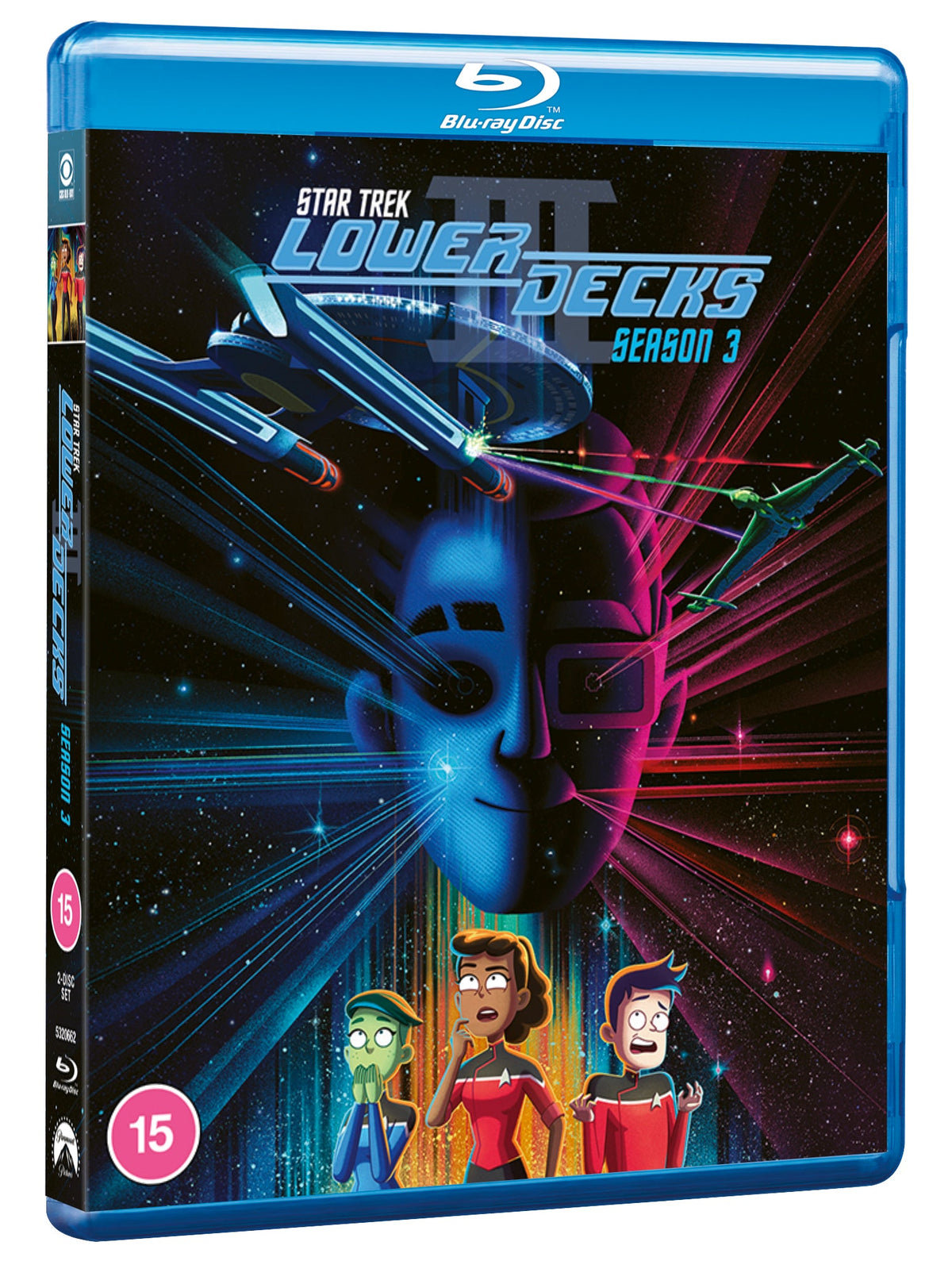 Blu-ray case for Star Trek Lower Decks Season 3, featuring animated characters.