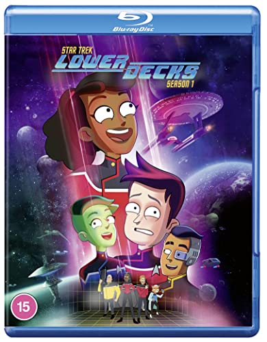 Blu-ray cover for “Star Trek: Lower Decks” Season One featuring cartoon characters.