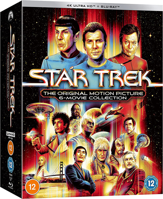 "Star Trek Blu-ray cover featuring characters from the original motion picture series."
