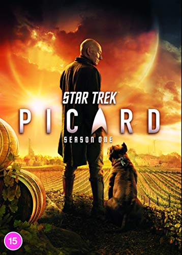 Star Trek Picard Season One DVD cover with Jean-Luc Picard and a dog.