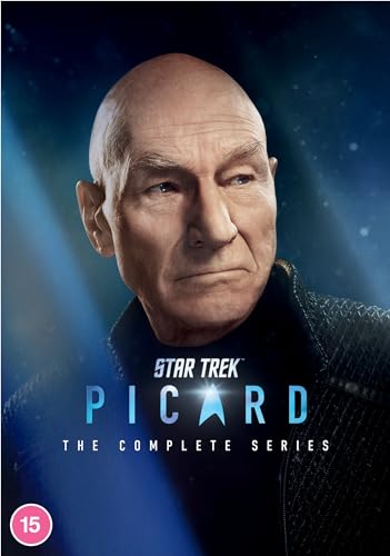 DVD cover for Star Trek: Picard featuring Patrick Stewart’s portrait.