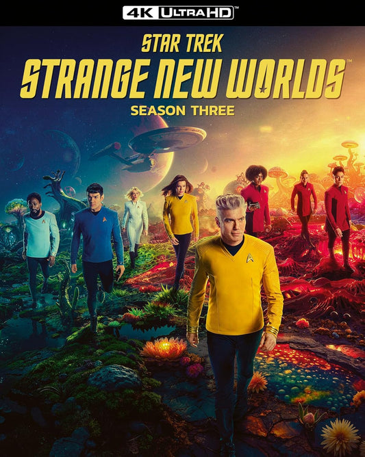 Star Trek: Strange New Worlds Season Three Blu-ray cover with cast members.