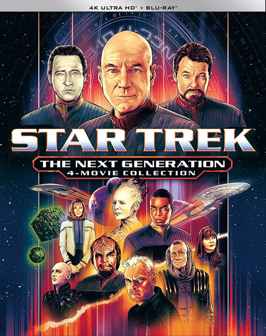 Star Trek The Next Generation 4-movie collection box set cover art featuring cast portraits.