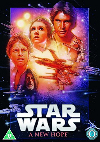 Star Wars: A New Hope" DVD cover featuring Luke, Leia, Han, and spaceships.