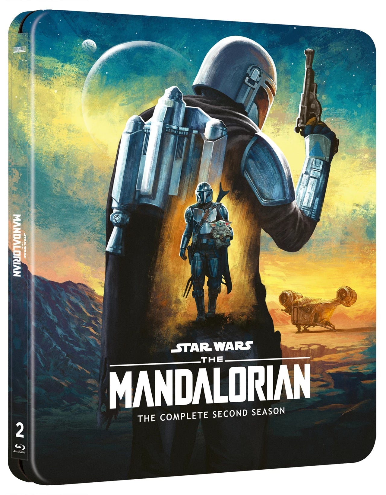SteelBook Blu-ray case featuring The Mandalorian and Grogu against a desert landscape.