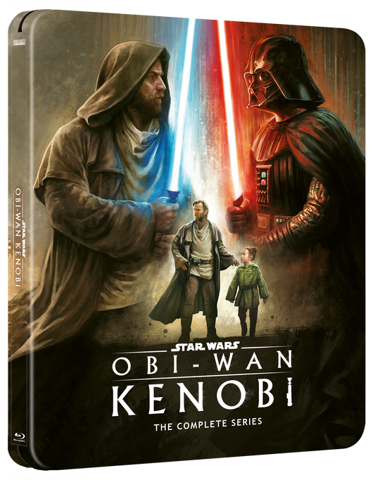 Blu-ray cover featuring Obi-Wan Kenobi, Darth Vader, and characters Leia and Ben.