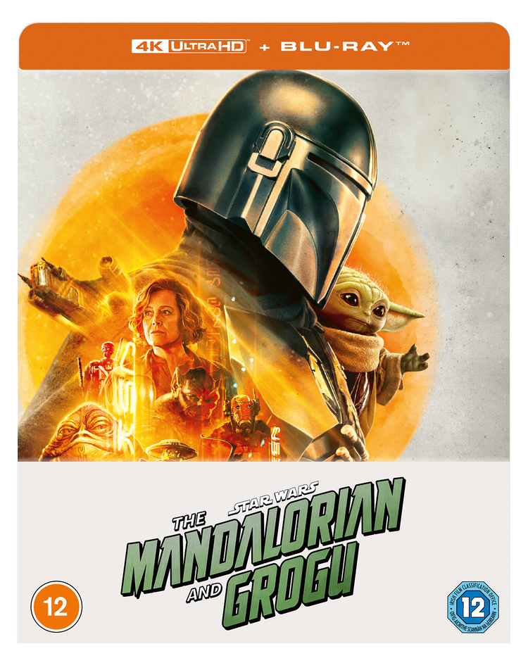 The Mandalorian and Grogu SteelBook Blu-ray cover art featuring characters.
