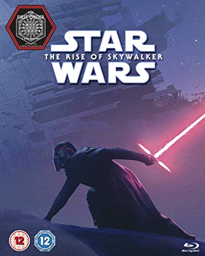 Star Wars: The Rise of Skywalker" Blu-ray cover with characters and lightsabers.