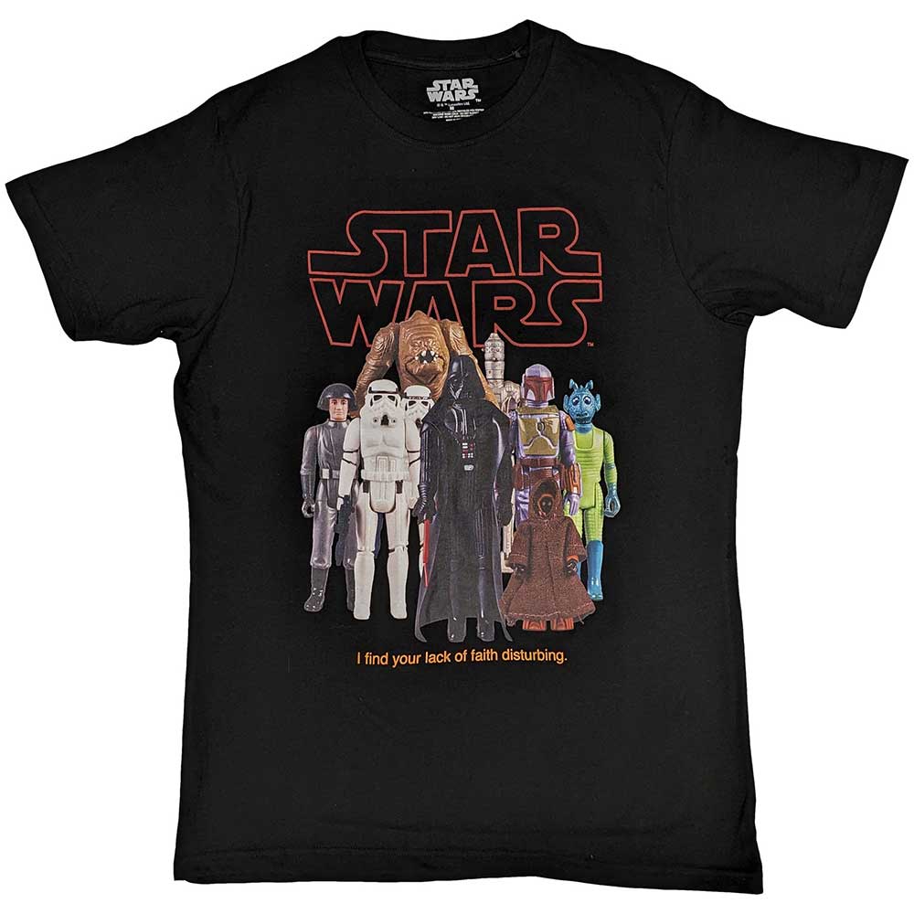 Large t-shirt with vintage Star Wars Empire toy figure graphics.