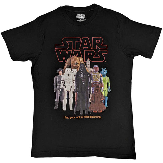 Large t-shirt with vintage Star Wars Empire toy figure graphics.