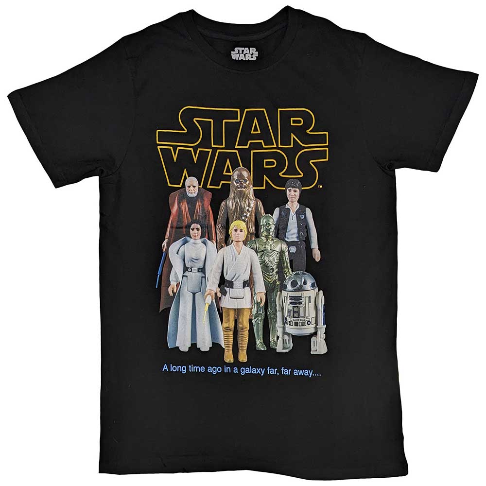 Unisex black t-shirt featuring a graphic print of Star Wars Rebels toy action figures.