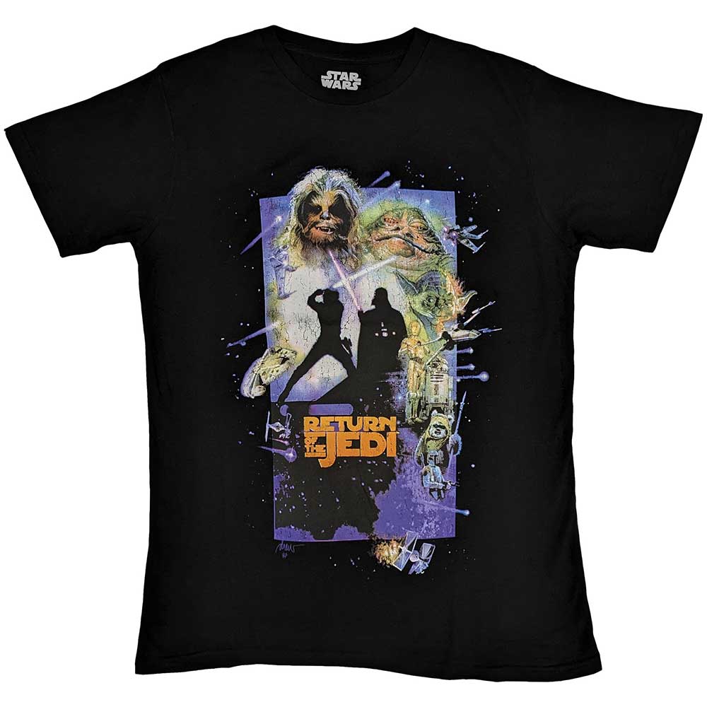 Return of the Jedi movie poster design on a black, unisex t-shirt, size XX-Large.
