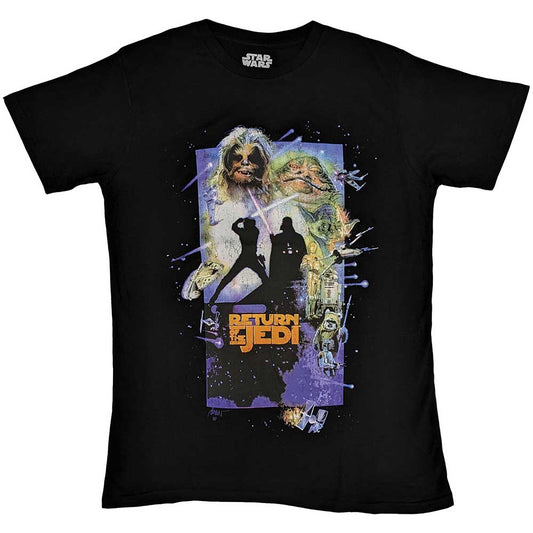 Return of the Jedi movie poster design on a black, unisex t-shirt, size XX-Large.