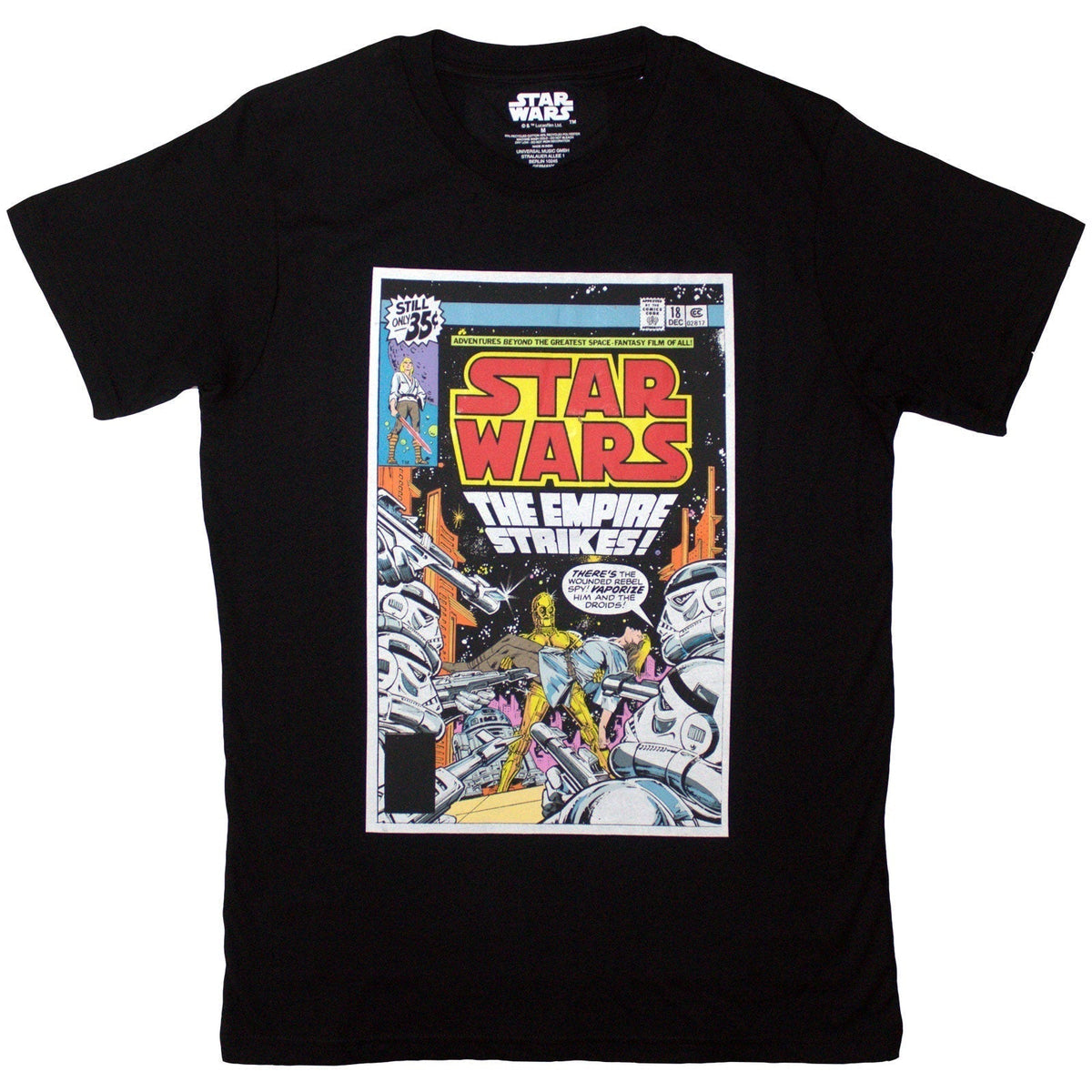 XX-Large black Star Wars t-shirt featuring a comic book cover design.