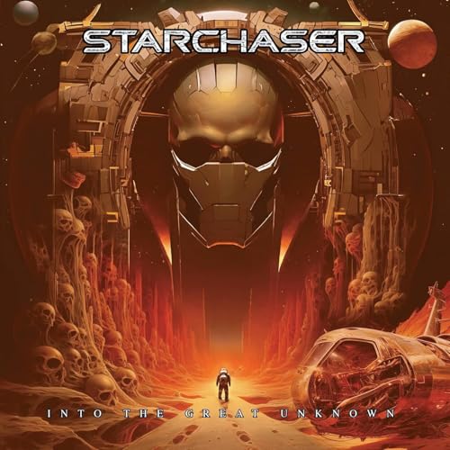 CD cover: sci-fi scene with skull-like robot, lone figure, and wreckage.