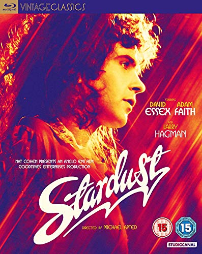 Stardust" Blu-ray cover featuring David Essex in a red and blue film poster.