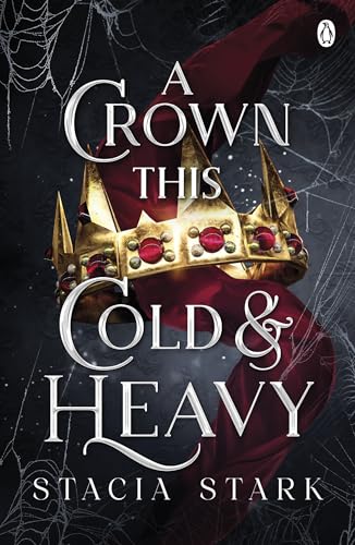 Book cover featuring a gold crown with red gems against a dark, webbed background.