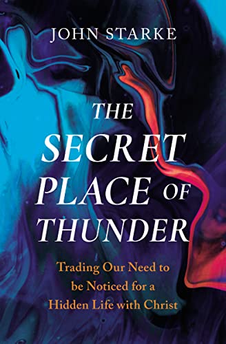 Book cover with abstract blue and orange swirls and white text on dark background.