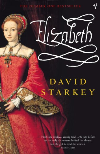Book cover: portrait of young Elizabeth I in red gown, title "Elizabeth.