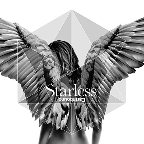 Black and white CD cover with a person and large feathered wings.