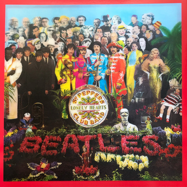 The Beatles’ “Sgt. Pepper’s Lonely Hearts Club Band” album cover, colorful collage.